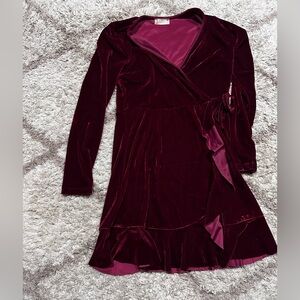 Altar'd State Deep Red Velvet Dress